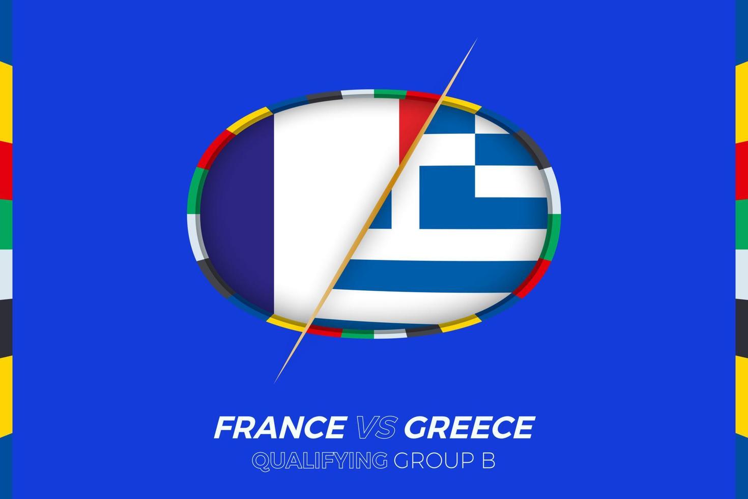 Frankrijk vs Griekenland icoon voor Europese Amerikaans voetbal toernooi kwalificatie, groep b. vector