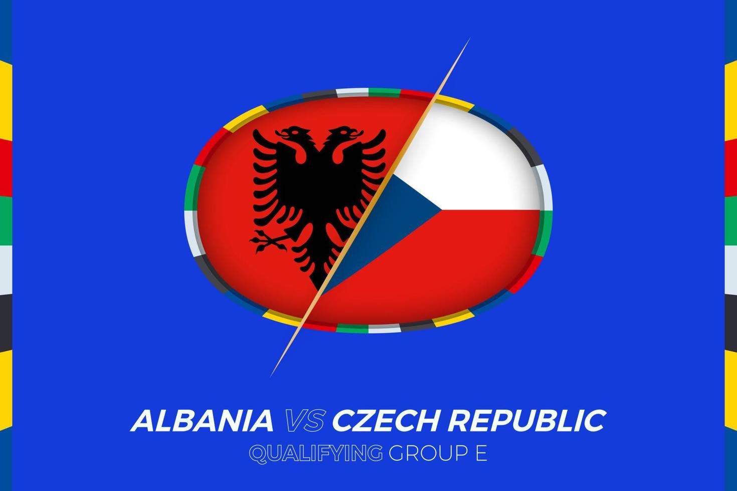 Albanië vs Tsjechisch republiek icoon voor Europese Amerikaans voetbal toernooi kwalificatie, groep e. vector