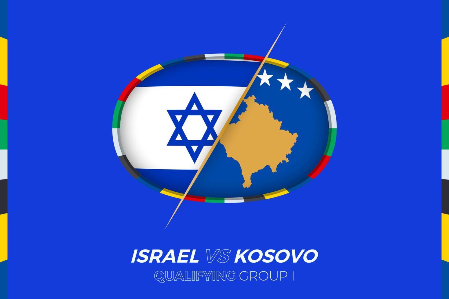 Israël vs Kosovo icoon voor Europese Amerikaans voetbal toernooi kwalificatie, groep i. vector