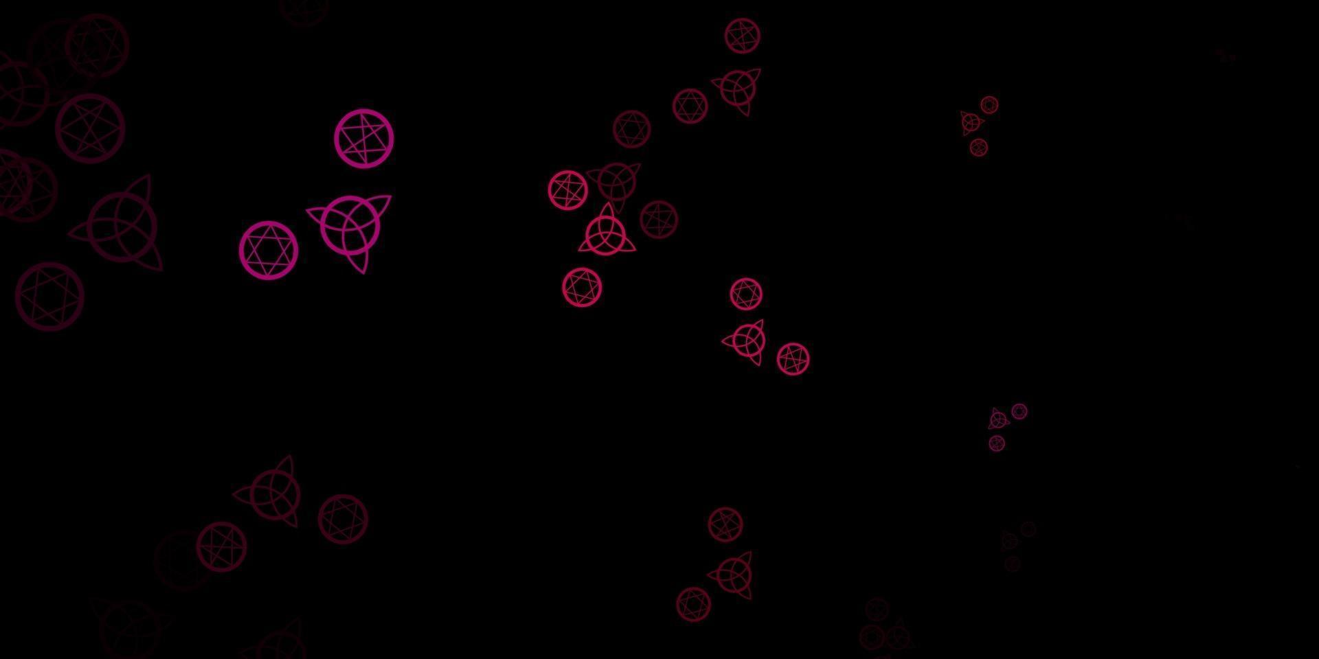 donkerroze vectorachtergrond met occulte symbolen. vector