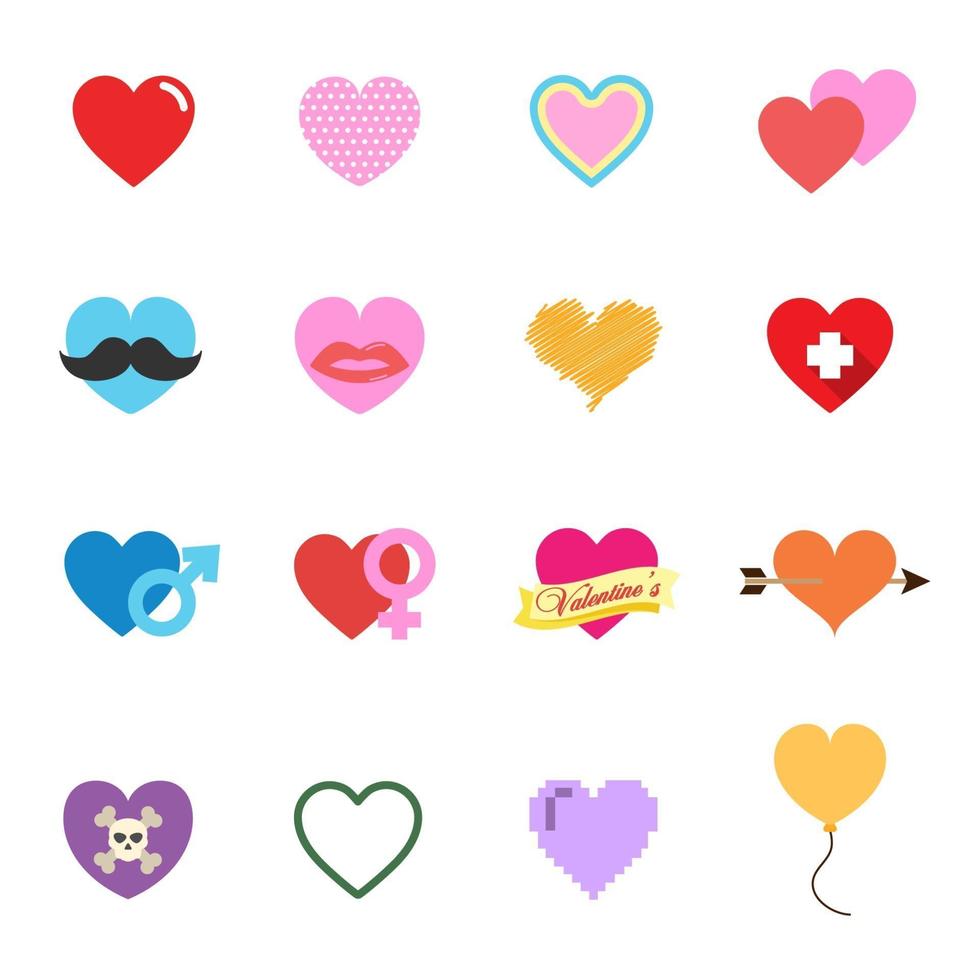 kleurrijke valentijn hart pictogrammen vector