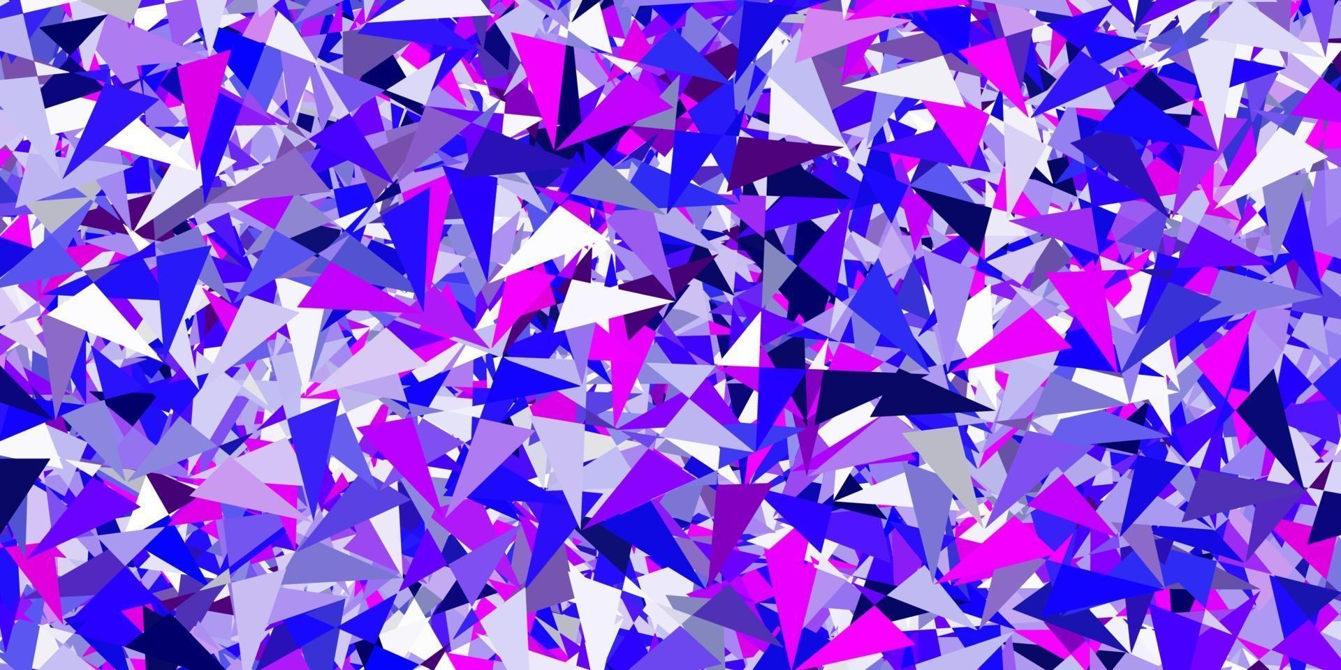 lichtroze, blauwe vectorachtergrond met driehoeken, lijnen. vector