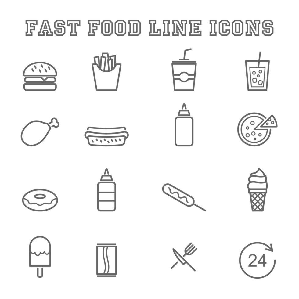 fastfood lijn pictogrammen vector