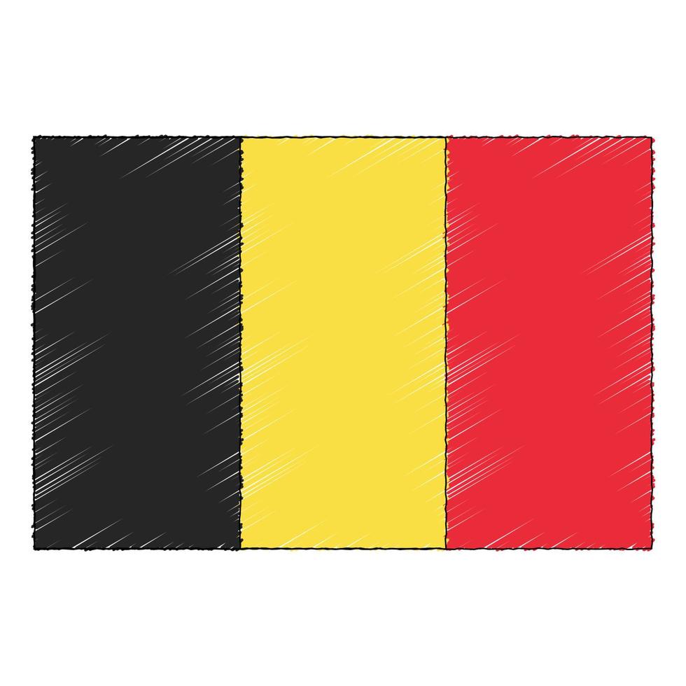 hand- getrokken schetsen vlag van belgië. tekening stijl icoon vector