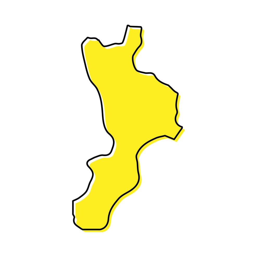 gemakkelijk schets kaart van Calabrië is een regio van Italië vector