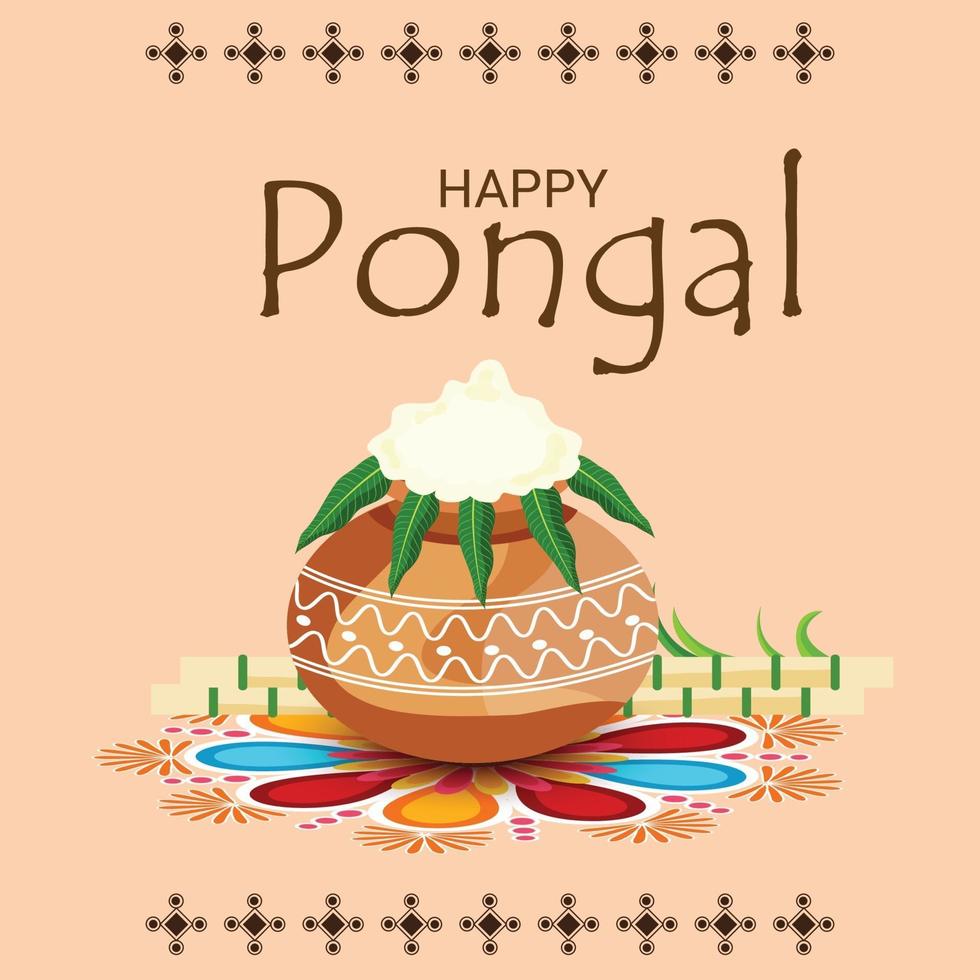 vector illustratie van een achtergrond voor happy pongal vakantie oogstfeest van tamil nadu, zuid india.