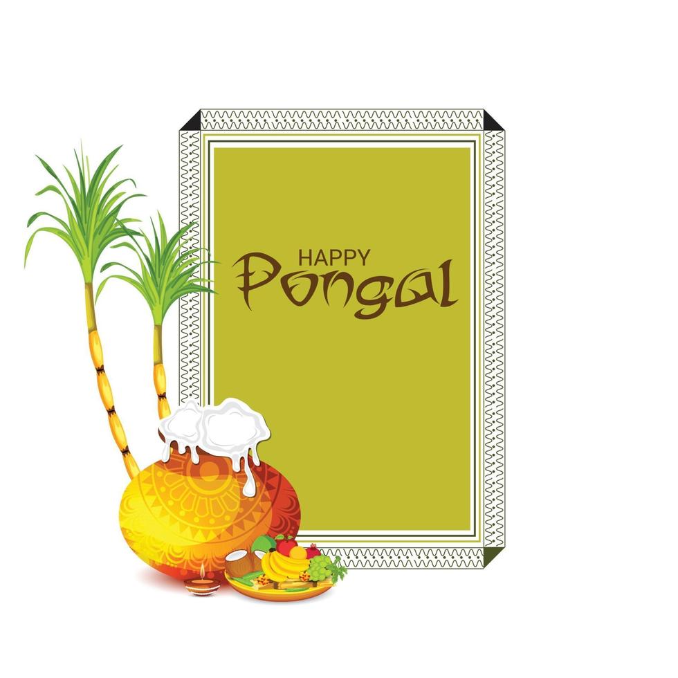 vector illustratie van een achtergrond voor happy pongal vakantie oogstfeest van tamil nadu, zuid india.