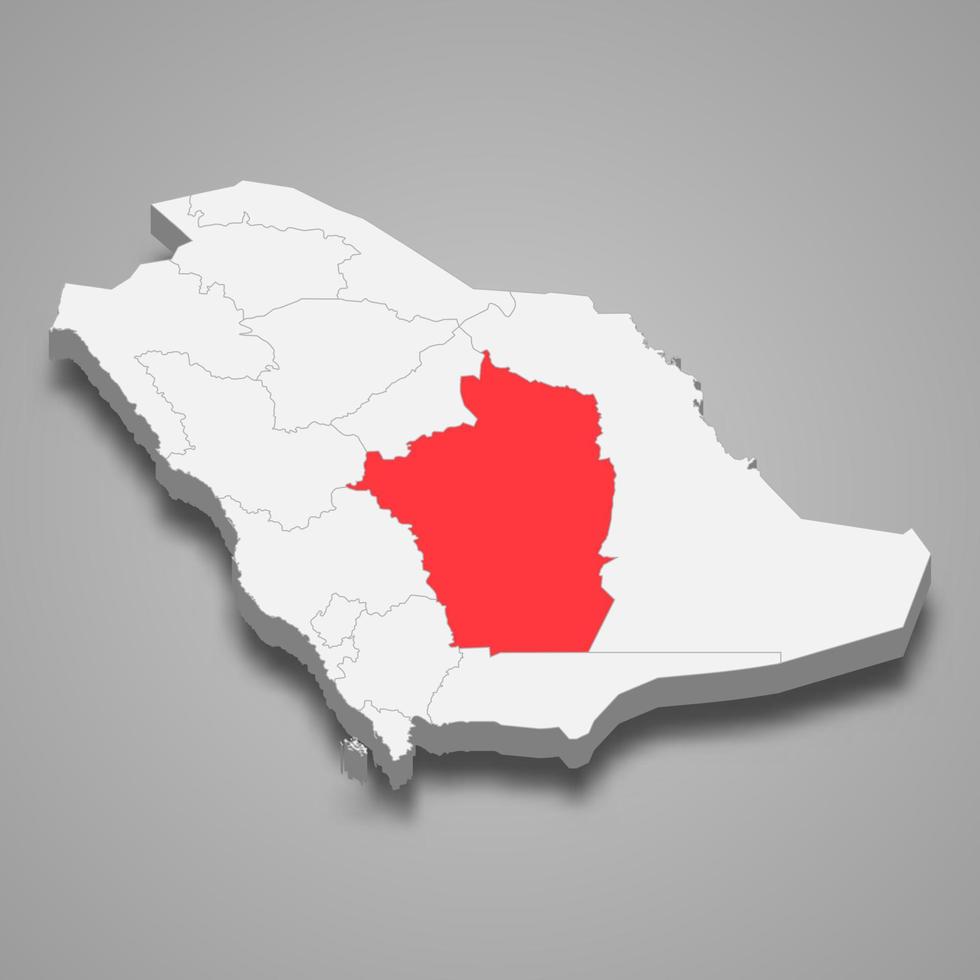 Riyadh regio plaats binnen saudi Arabië 3d kaart vector