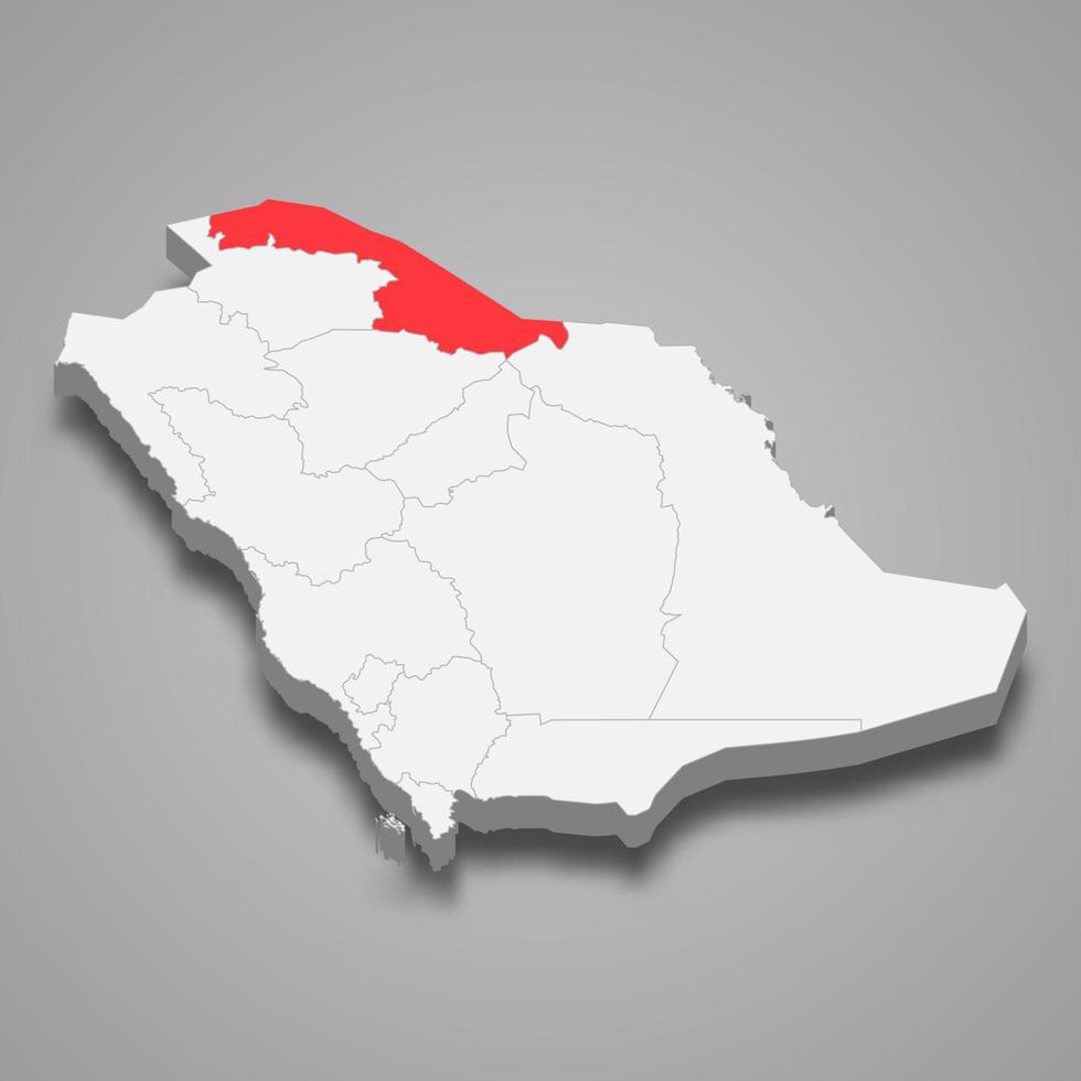 noordelijk borders regio plaats binnen saudi Arabië 3d kaart vector