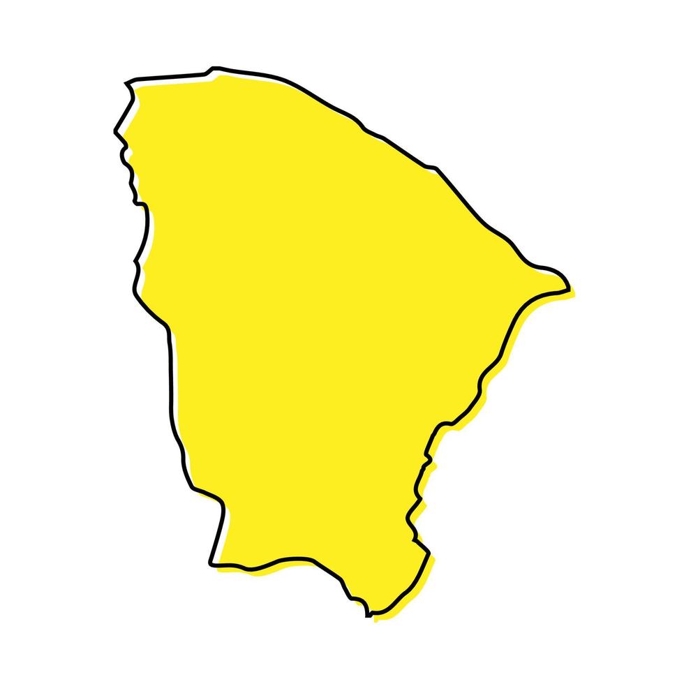 gemakkelijk schets kaart van ceara is een staat van Brazilië. gestileerde lijn vector