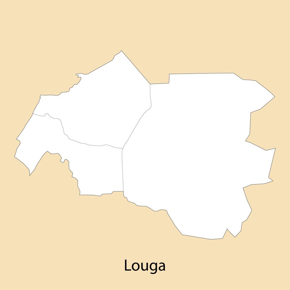 hoog kwaliteit kaart van louga is een regio van Senegal, vector