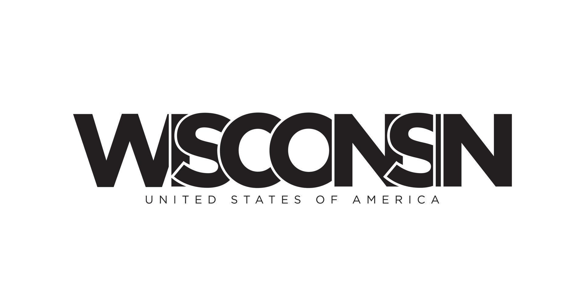 Wisconsin, Verenigde Staten van Amerika typografie leuze ontwerp. Amerika logo met grafisch stad belettering voor afdrukken en web. vector