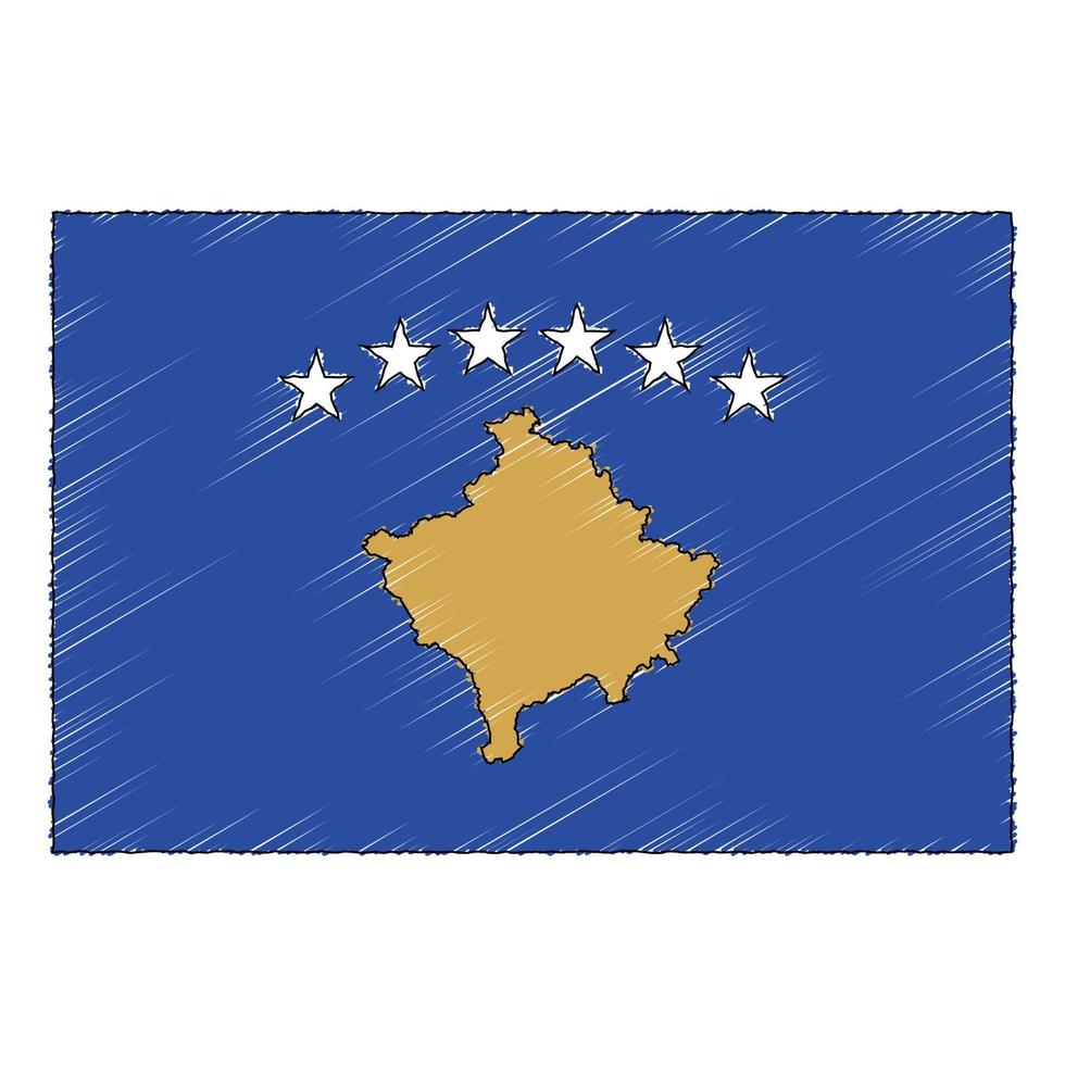 hand- getrokken schetsen vlag van kosovo. tekening stijl icoon vector