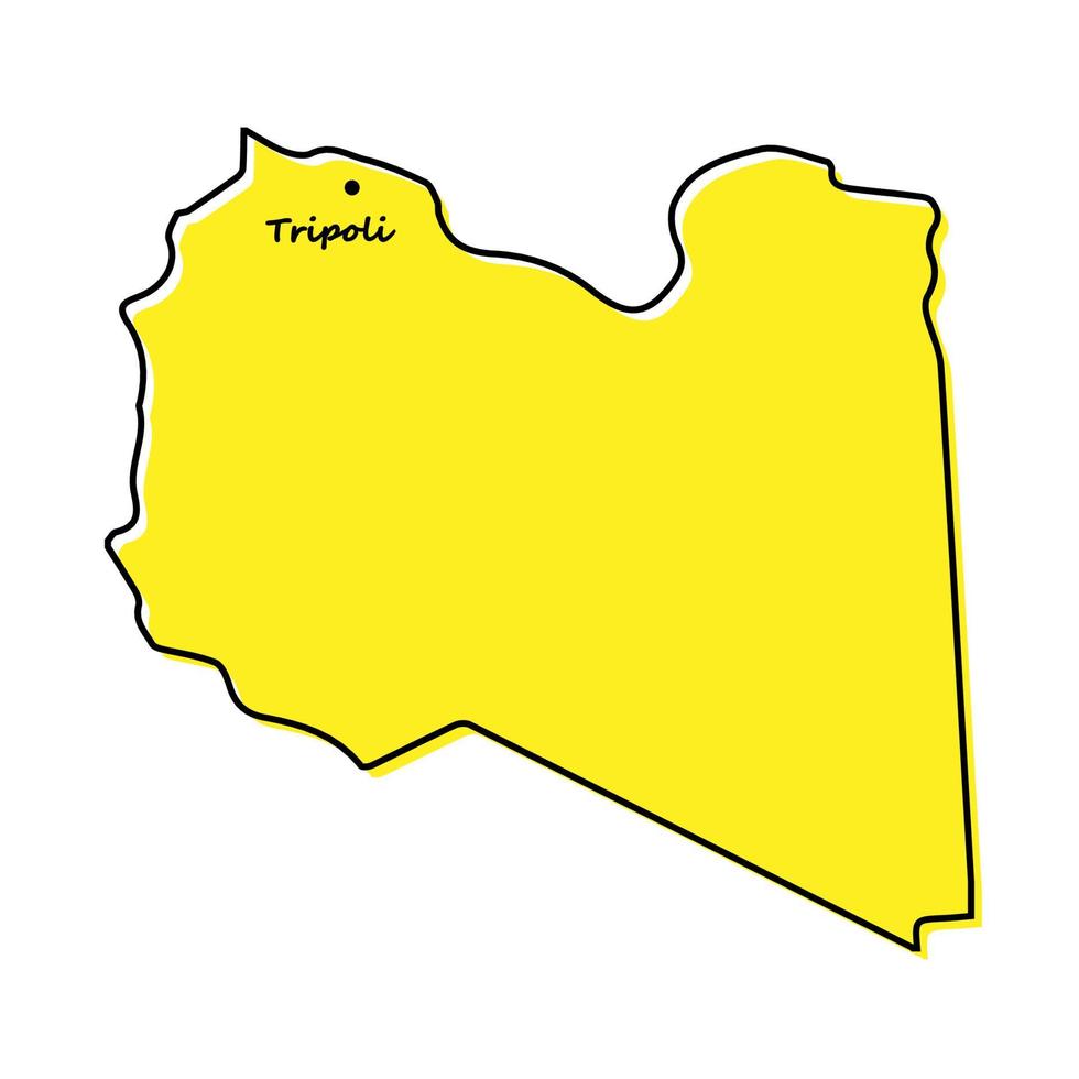 gemakkelijk schets kaart van Libië met hoofdstad plaats vector
