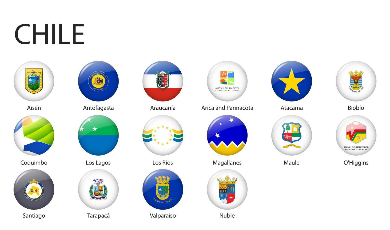 allemaal vlaggen van Regio's van Chili sjabloon voor uw ontwerp vector