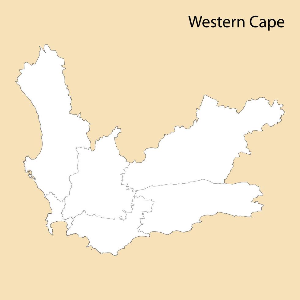 hoog kwaliteit kaart van western kaap is een regio van zuiden Afrika vector