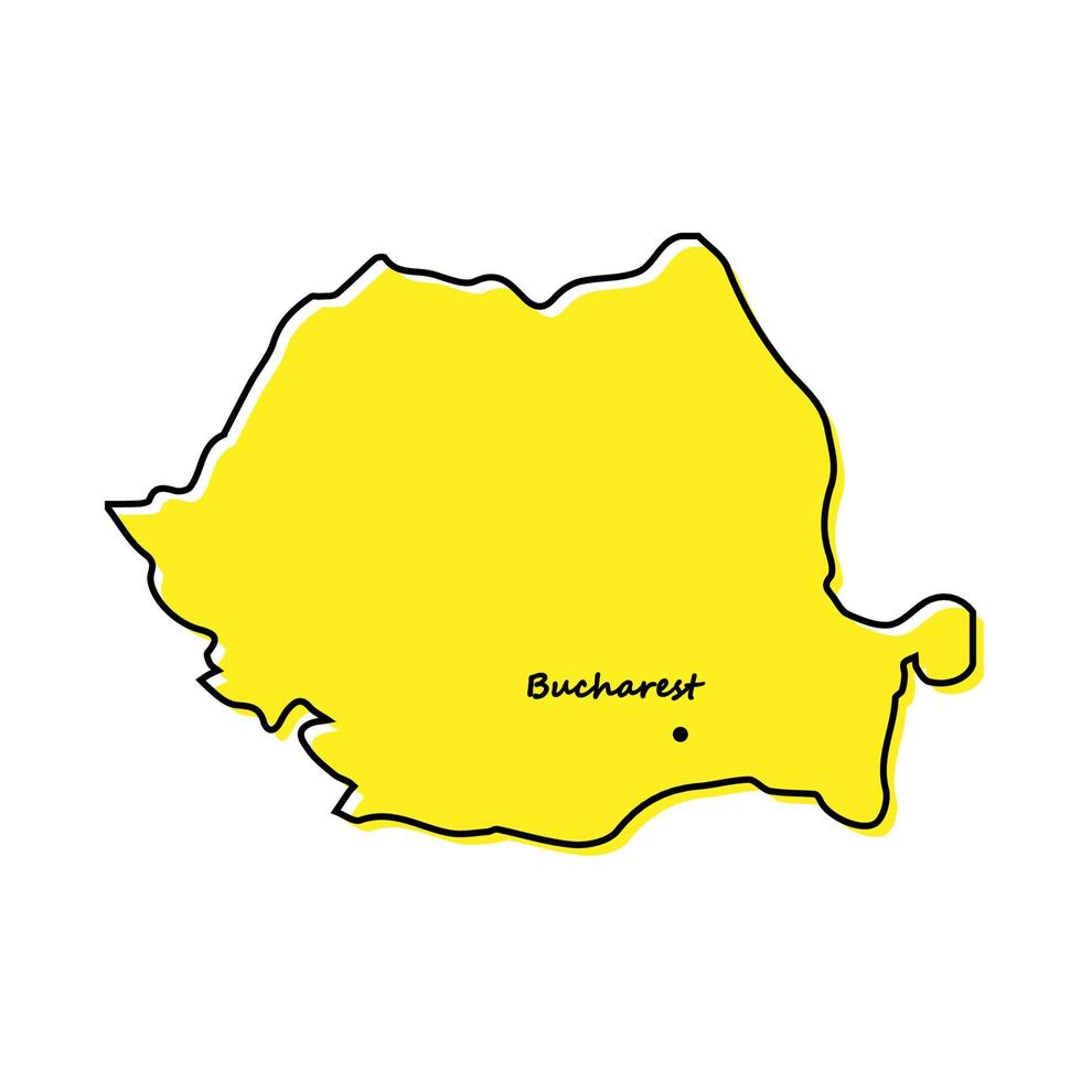 gemakkelijk schets kaart van Roemenië met hoofdstad plaats vector