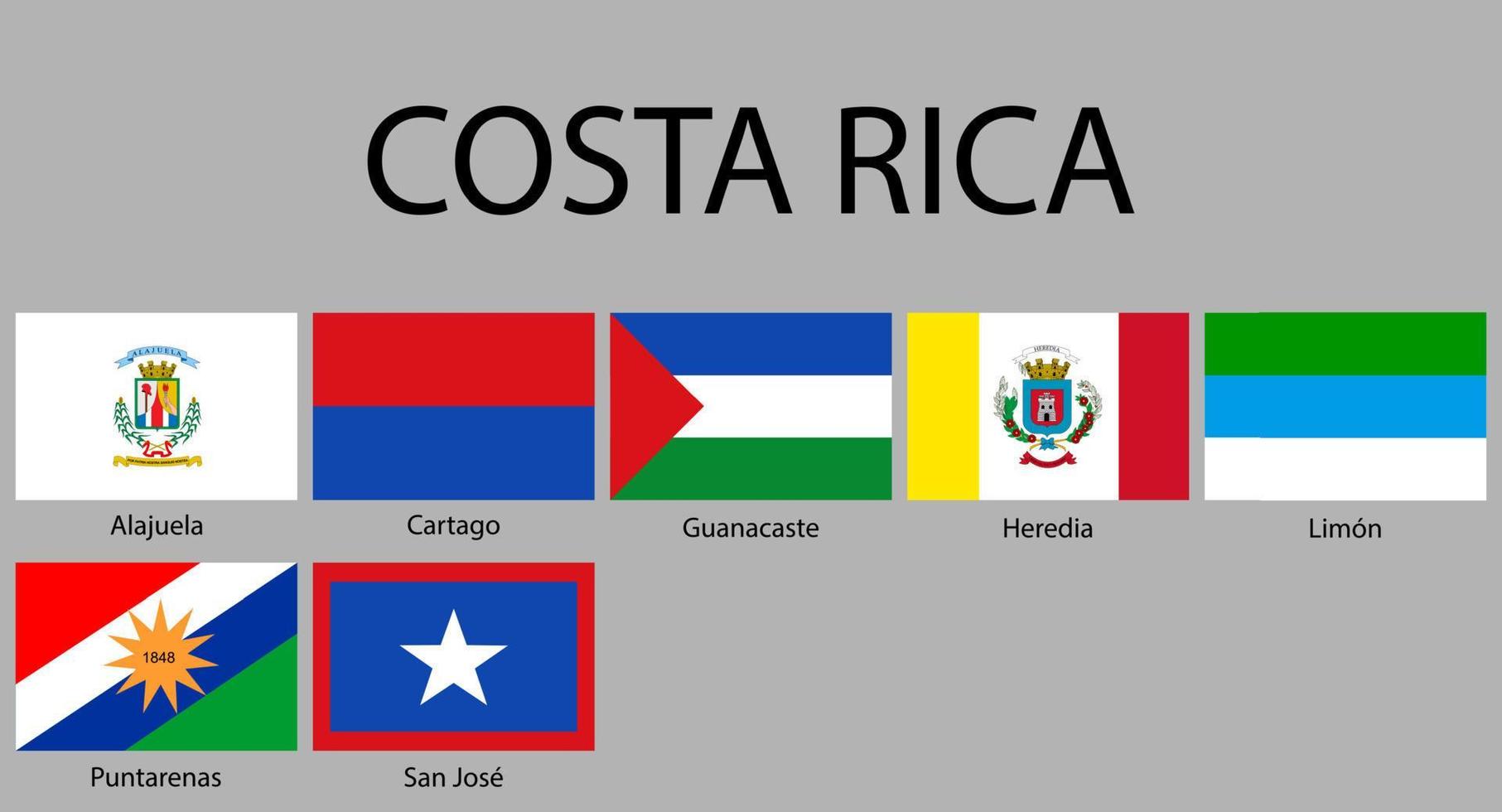 allemaal vlaggen van provincies van costa rica vector