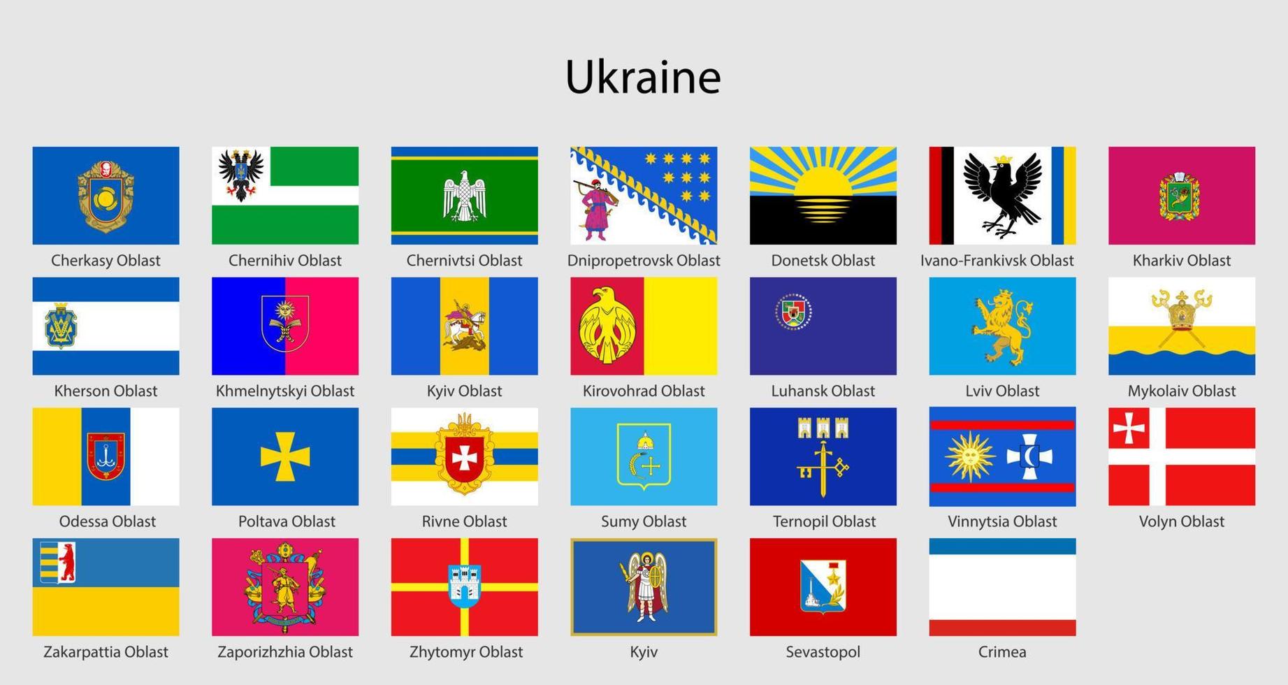 reeks vlaggen van de provincies van Oekraïne vector