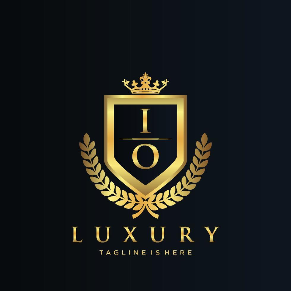 io brief eerste met Koninklijk luxe logo sjabloon vector