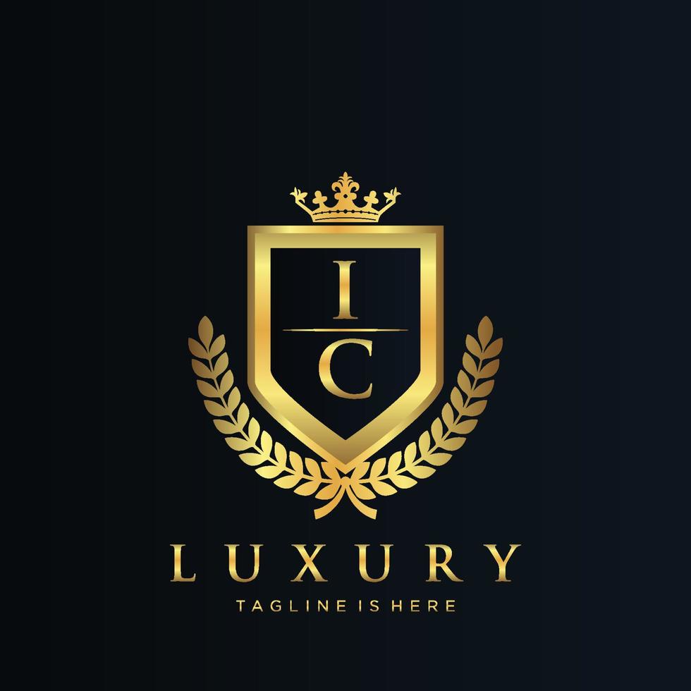 ic brief eerste met Koninklijk luxe logo sjabloon vector