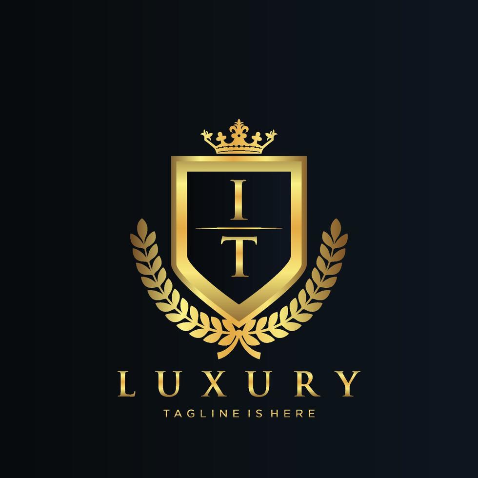 het brief eerste met Koninklijk luxe logo sjabloon vector