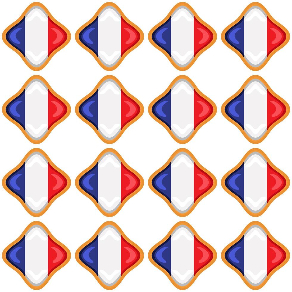 patroon koekje met vlag land Frankrijk in smakelijk biscuit vector