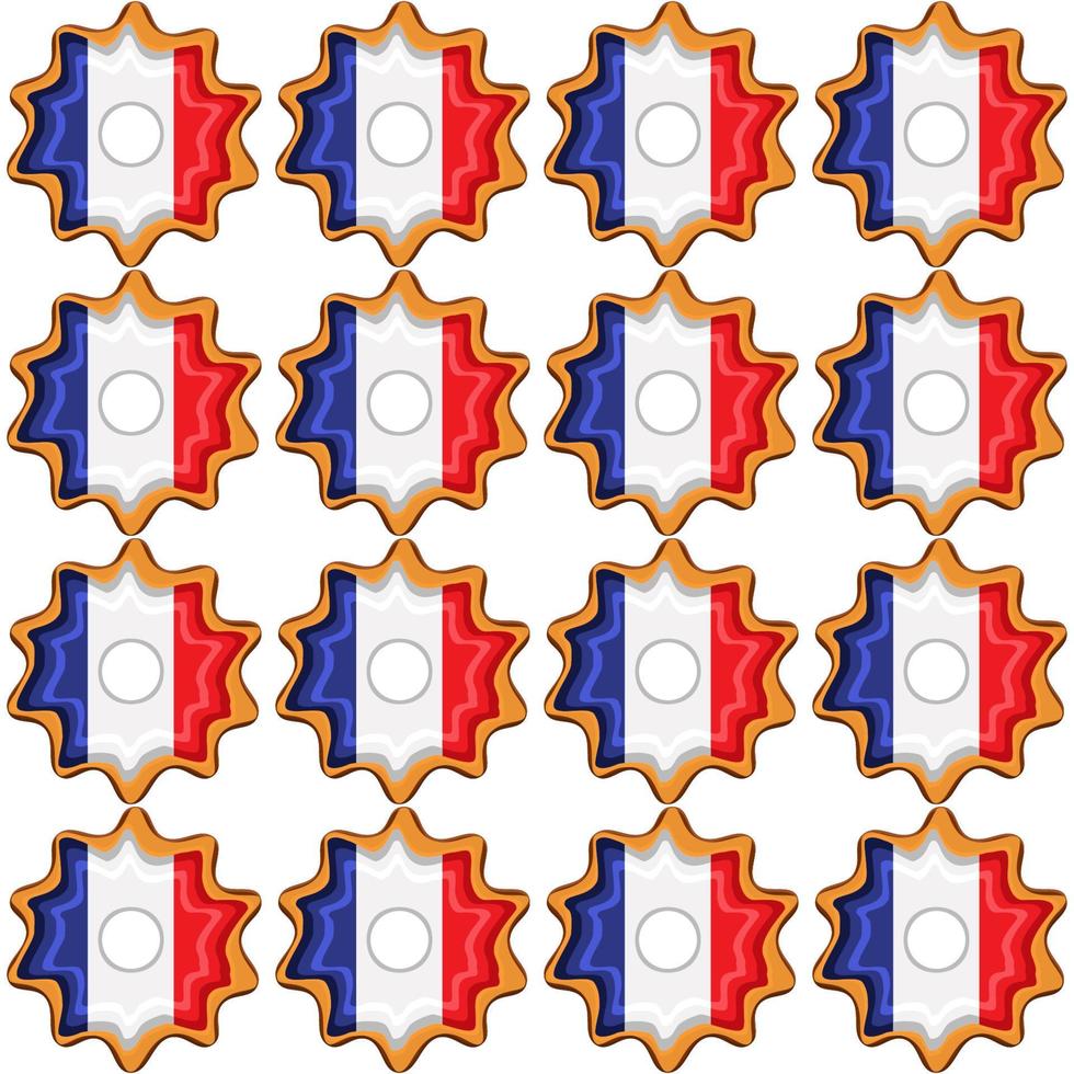 patroon koekje met vlag land Frankrijk in smakelijk biscuit vector