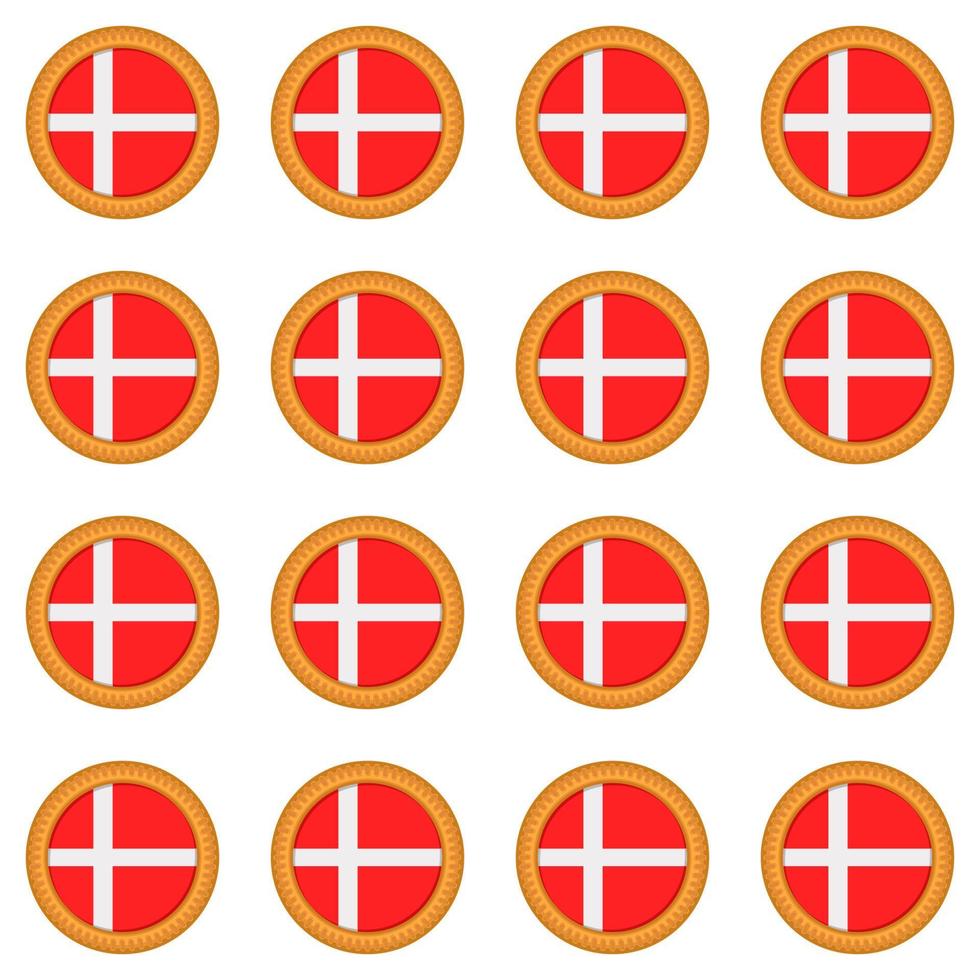 patroon koekje met vlag land Denemarken in smakelijk biscuit vector