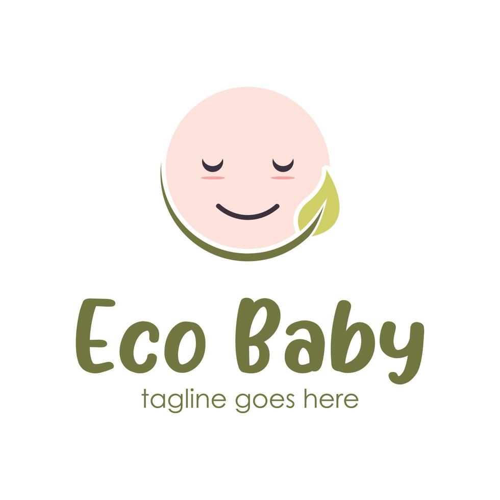 eco baby logo ontwerp sjabloon met een baby icoon en blad. perfect voor bedrijf, bedrijf, mobiel, app, enz. vector