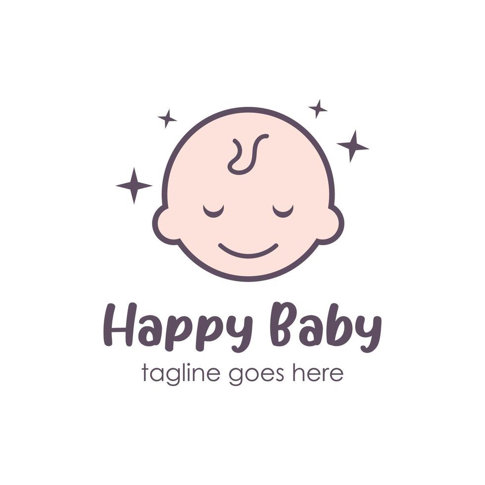 gelukkig baby logo ontwerp sjabloon met een glimlach baby icoon. perfect voor bedrijf, bedrijf, mobiel, app, enz. vector