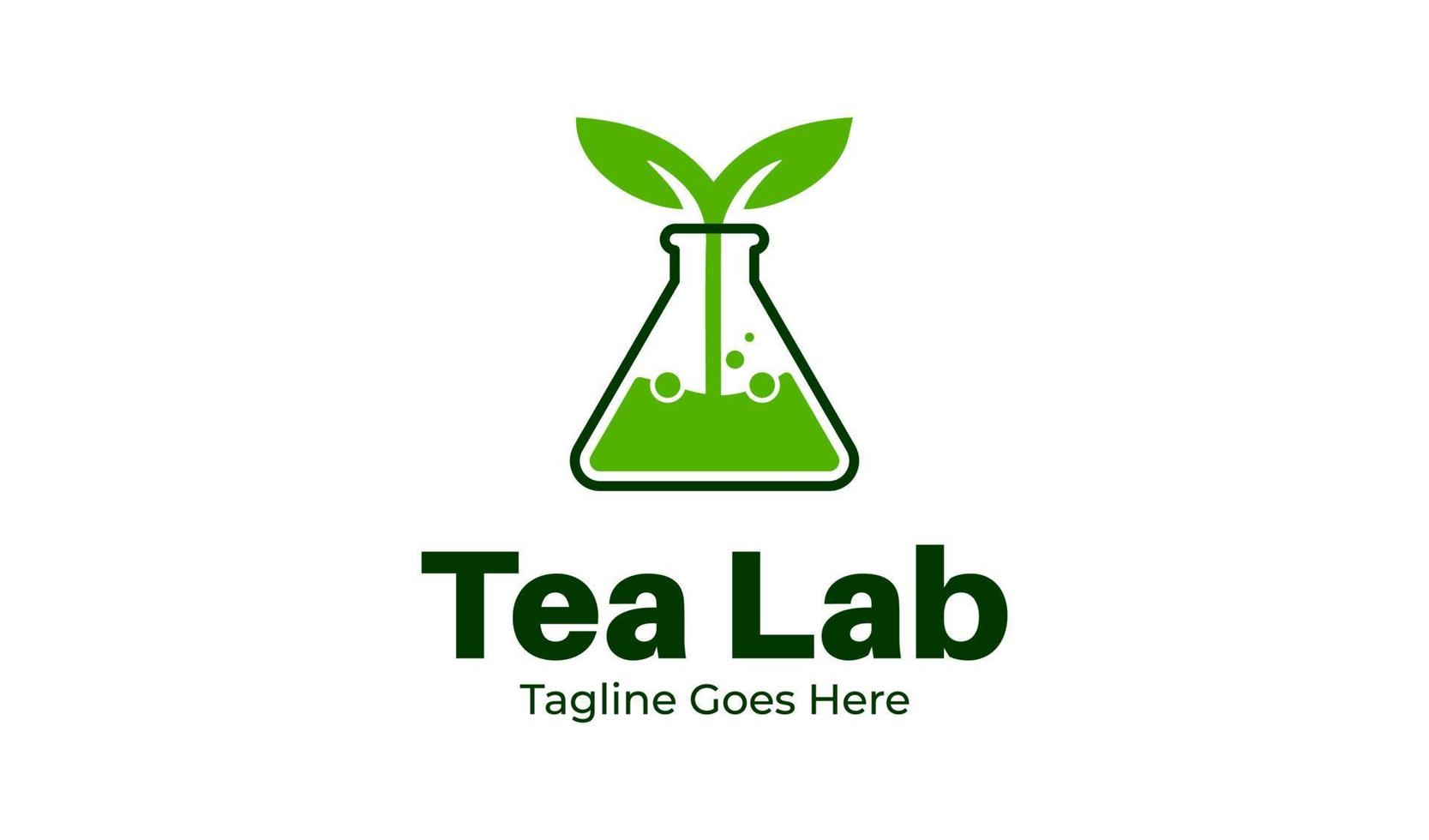 thee laboratorium logo ontwerp sjabloon met thee icoon en laboratorium hulpmiddelen. perfect voor bedrijf, bedrijf, restaurant, mobiel, app, enz vector