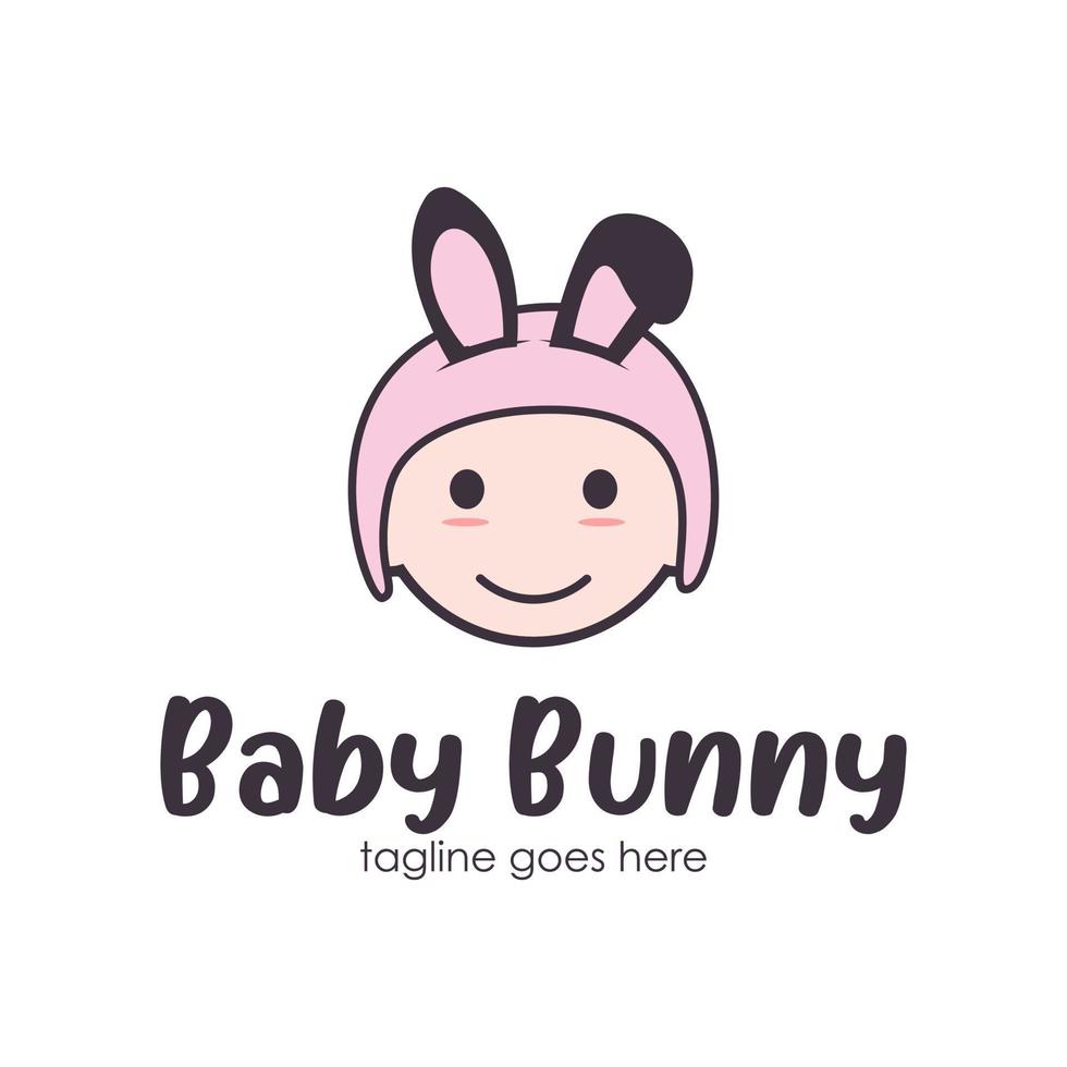 baby konijn logo ontwerp sjabloon met een baby icoon en konijn hoed. perfect voor bedrijf, bedrijf, mobiel, app, enz. vector