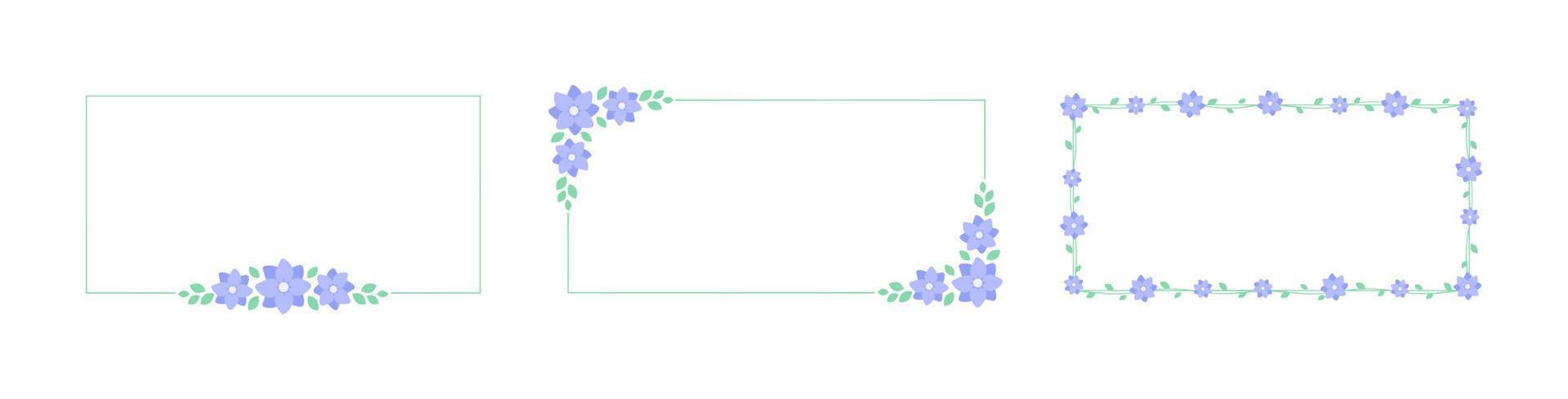 rechthoek lavendel bloemen kader set. botanisch bloem grens vector illustratie. gemakkelijk elegant romantisch stijl voor bruiloft evenementen, tekens, logo, etiketten, sociaal media berichten, enz.