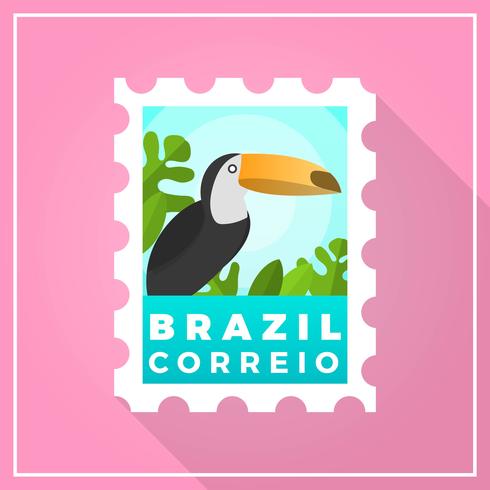 De vlakke Moderne Postzegel van Brazilië met gradiënt vectorillustratie als achtergrond vector