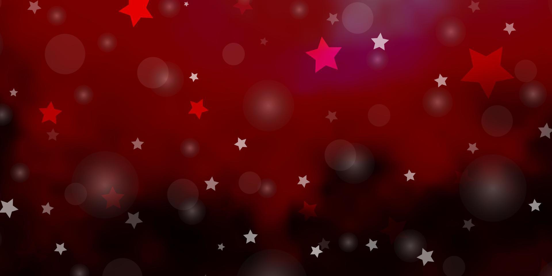 licht roze, rood vector achtergrond met cirkels, sterren.