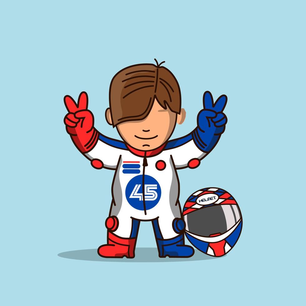 schattig renner Mens met een helm vector illustratie.