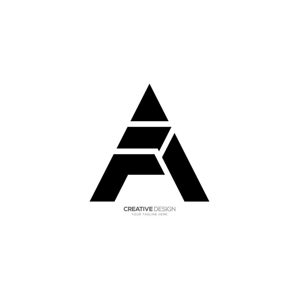 brief f een of een f piramide vorm creatief uniek abstract logo vector