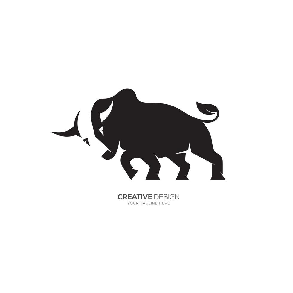 creatief stier met toeter vlak monogram logo vector