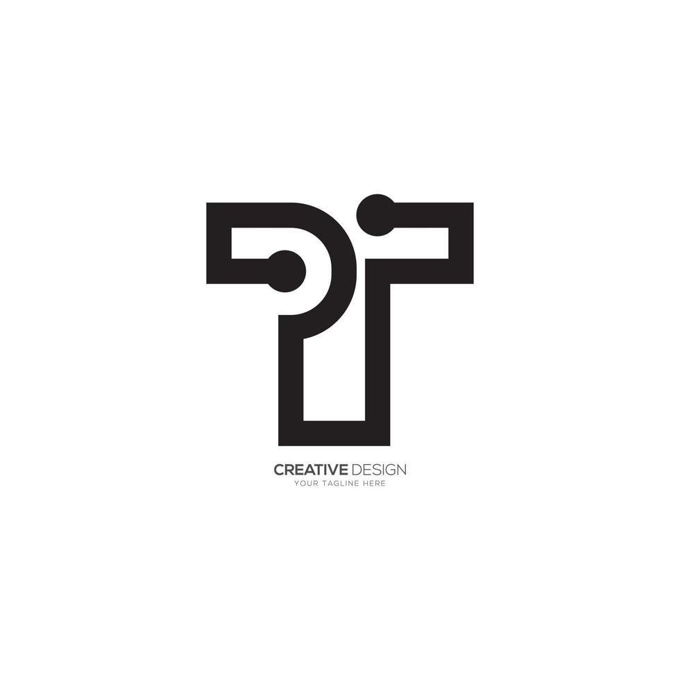 brief p t lijn kunst modern futuristische tech logo vector