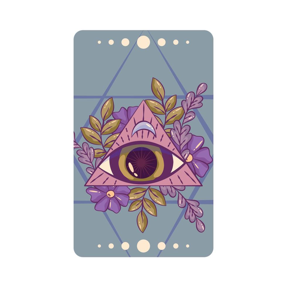 esoterisch tarot kaart magie hemel- ontwerp. mysticus maan, oog , kristal tekenfilm vector illustratie. hand- getrokken vector illustratie. esoterisch boho tarot kaart.