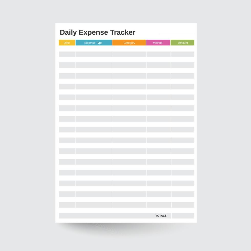 dagelijks kosten tracker, kosten planner, financieel planner, financieel tracker, budget tracker, budget planner, kosten logboek, kosten zuivel, kosten planning, kosten spreadsheet, kosten vel vector