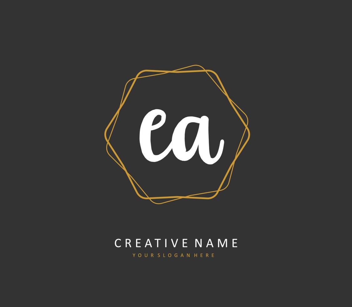 e een ea eerste brief handschrift en handtekening logo. een concept handschrift eerste logo met sjabloon element. vector