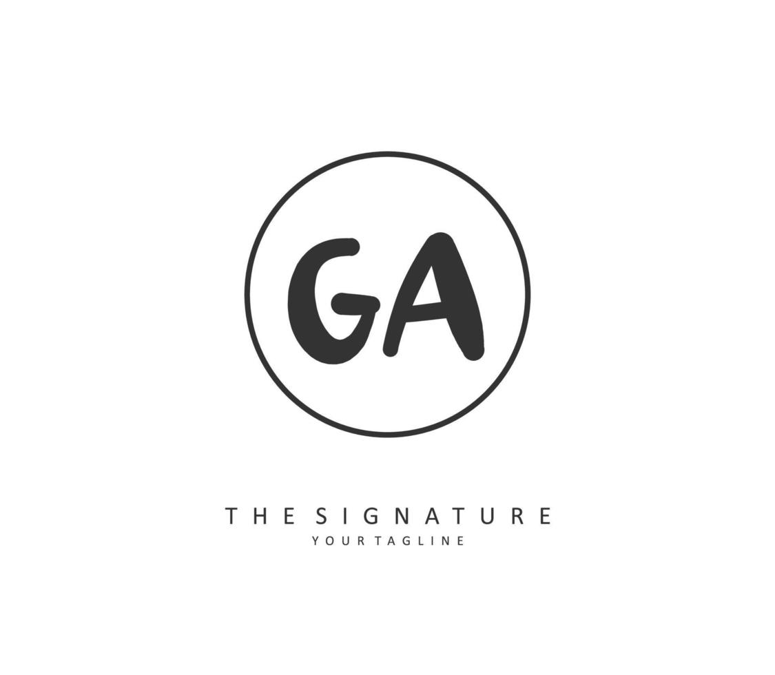 g een ga eerste brief handschrift en handtekening logo. een concept handschrift eerste logo met sjabloon element. vector