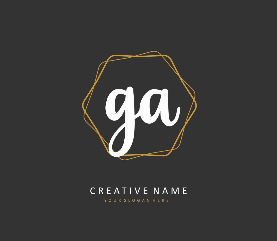 g een ga eerste brief handschrift en handtekening logo. een concept handschrift eerste logo met sjabloon element. vector