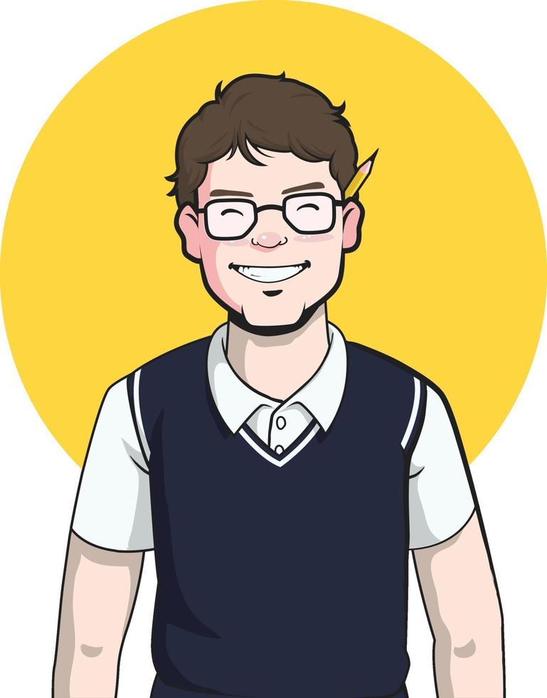 nerd blogger scriptschrijver cartoon auteur journalist mascotte vector