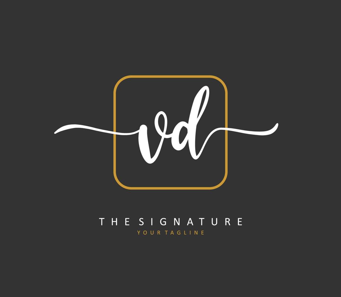 vd eerste brief handschrift en handtekening logo. een concept handschrift eerste logo met sjabloon element. vector