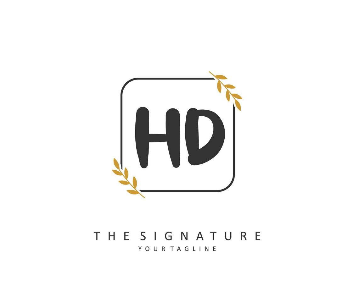 hd eerste brief handschrift en handtekening logo. een concept handschrift eerste logo met sjabloon element. vector