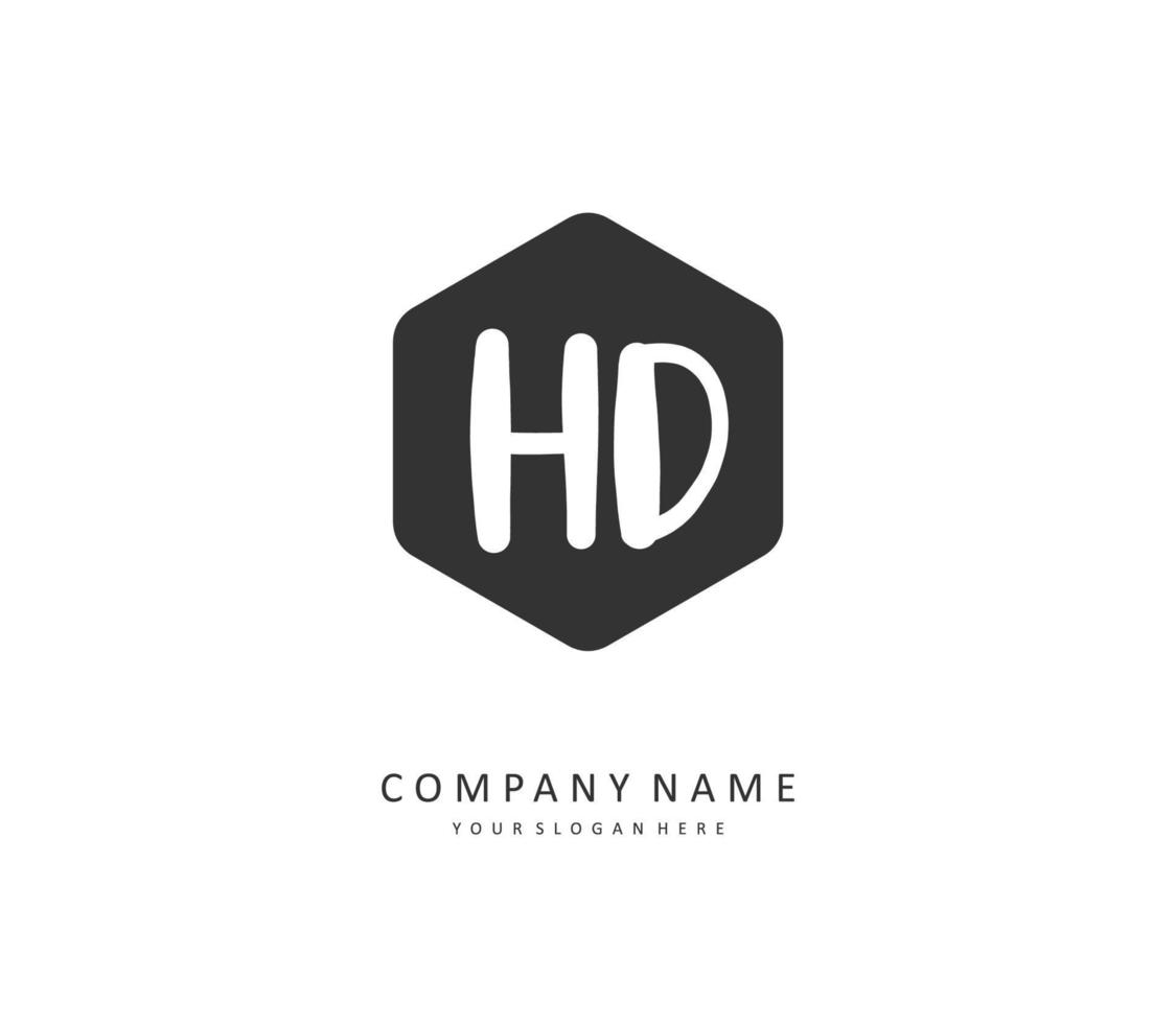 hd eerste brief handschrift en handtekening logo. een concept handschrift eerste logo met sjabloon element. vector