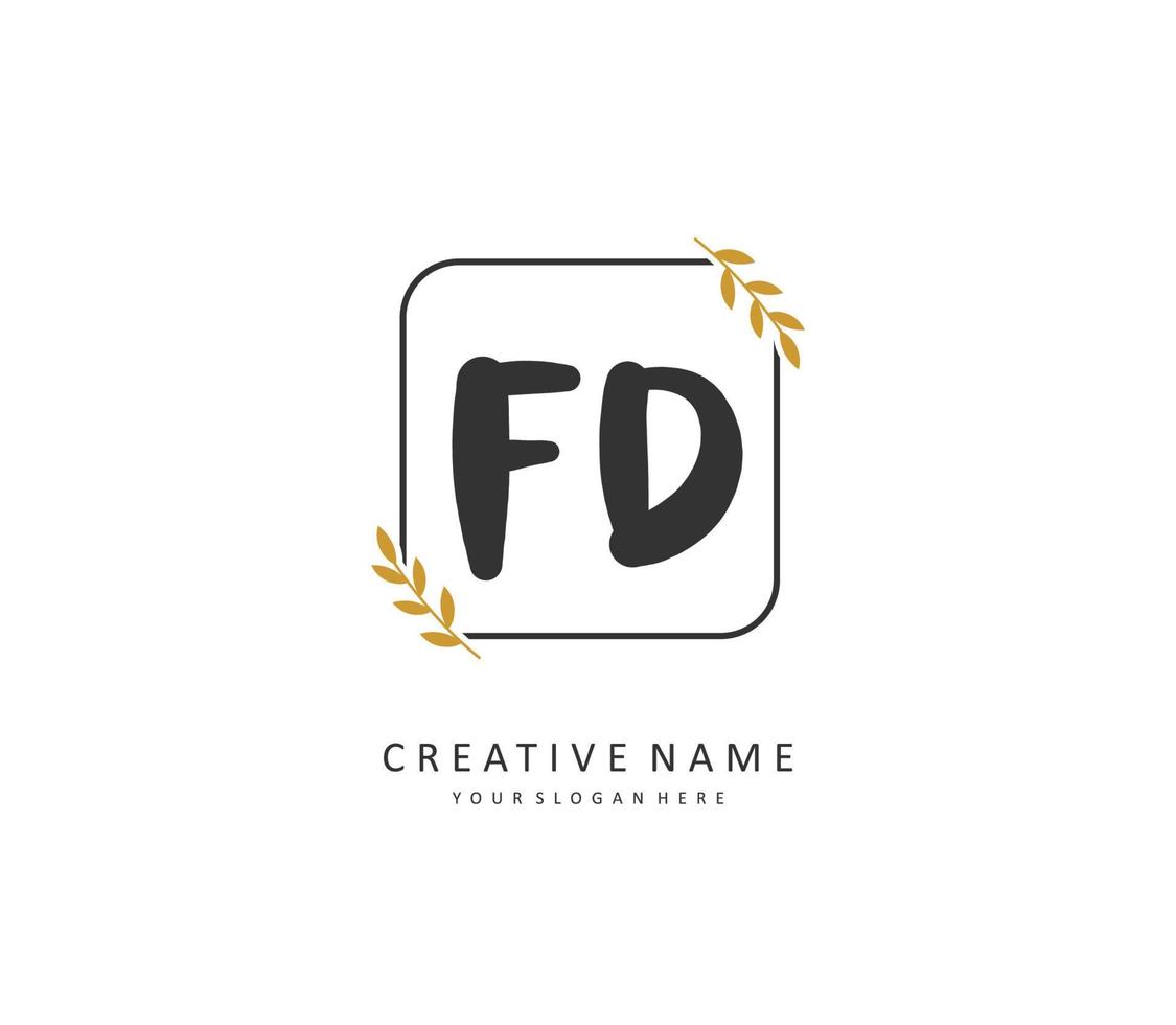 fd eerste brief handschrift en handtekening logo. een concept handschrift eerste logo met sjabloon element. vector